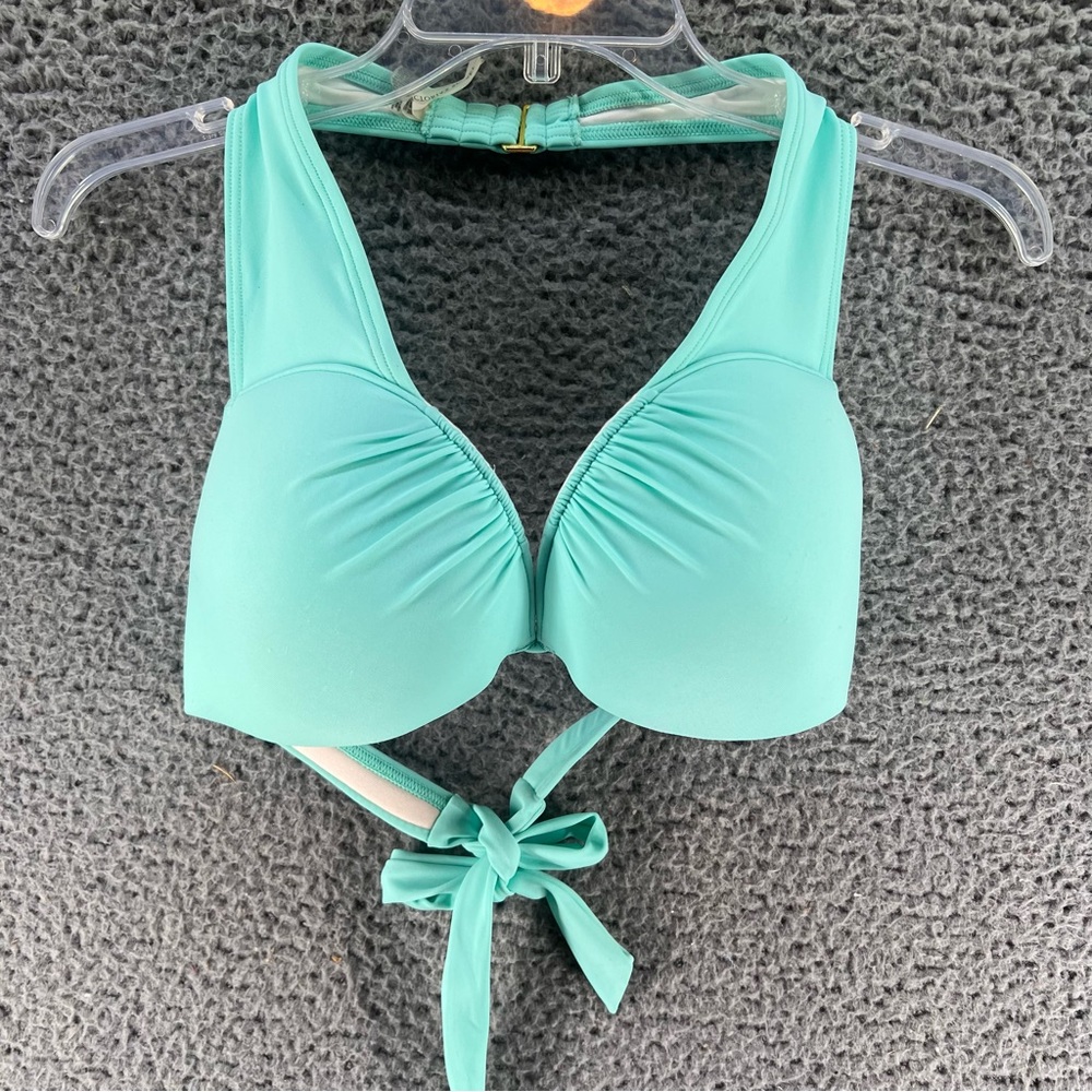 Y2K Victorias Secret 38B Hottie Halter Pushup Bikini Top Teal/Turquoise Padded